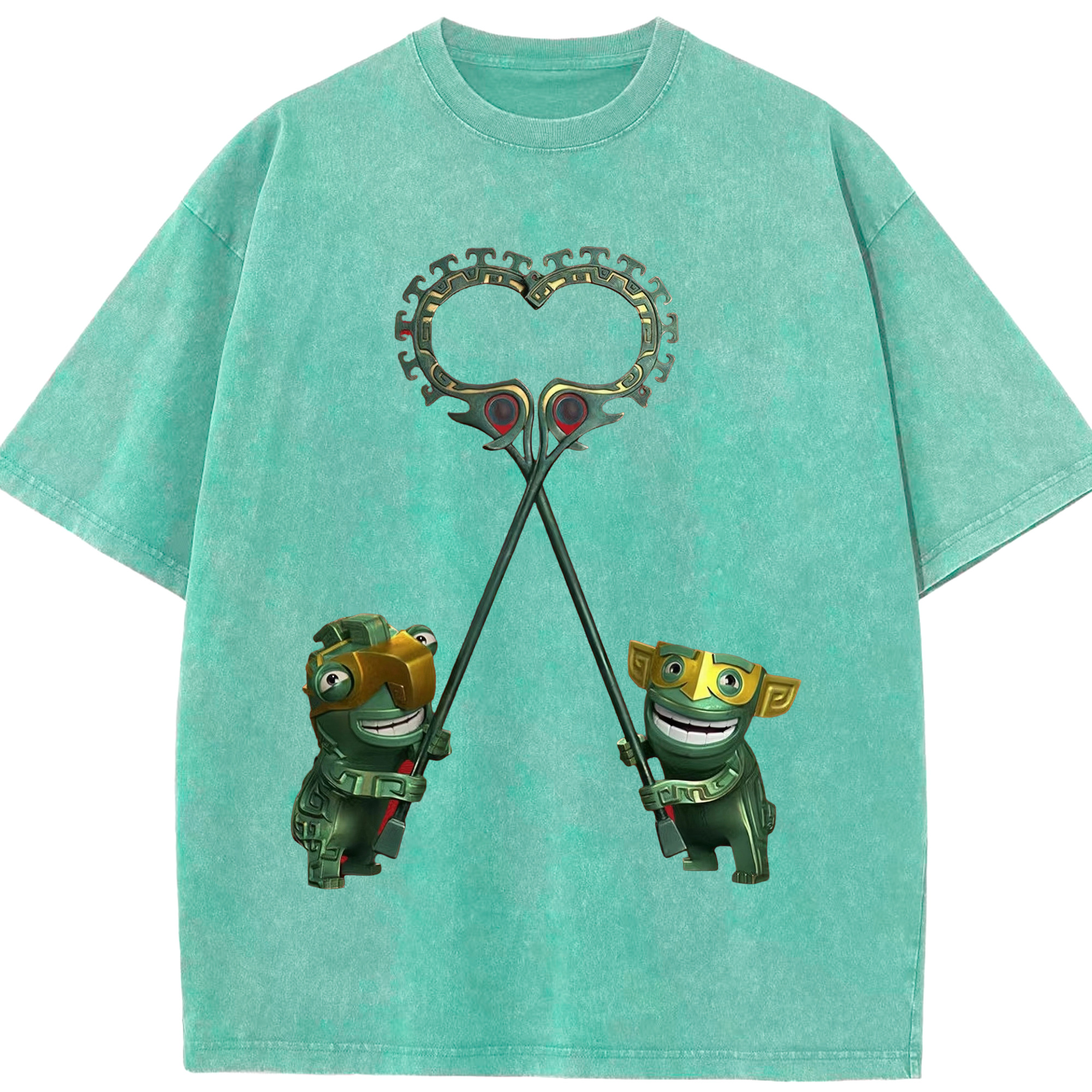 （画像用） Ne Zha 2 ナタ 魔童の大暴れ 綿100% ヴィンテージ風 半袖Tシャツ（フロントプリント）